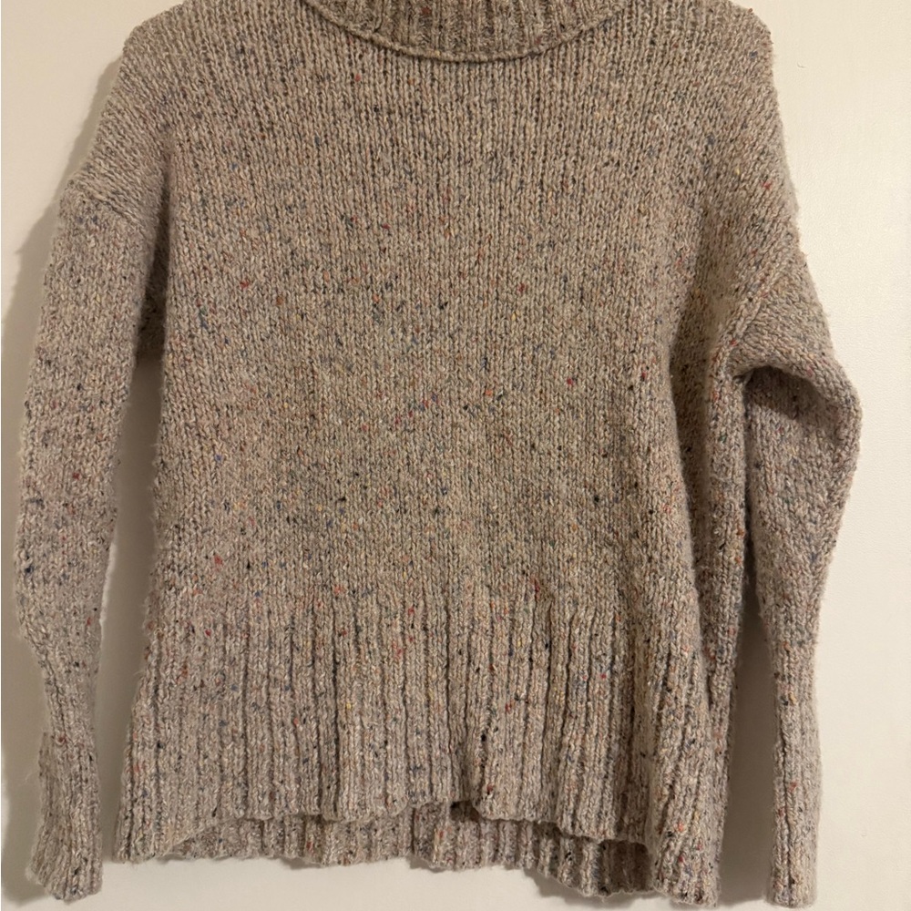 J. Crew Speckled Beige Turtleneck Sweater
